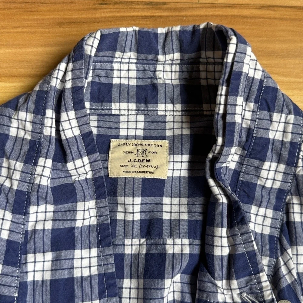 J. Crew Navy and White Checkered Shirt